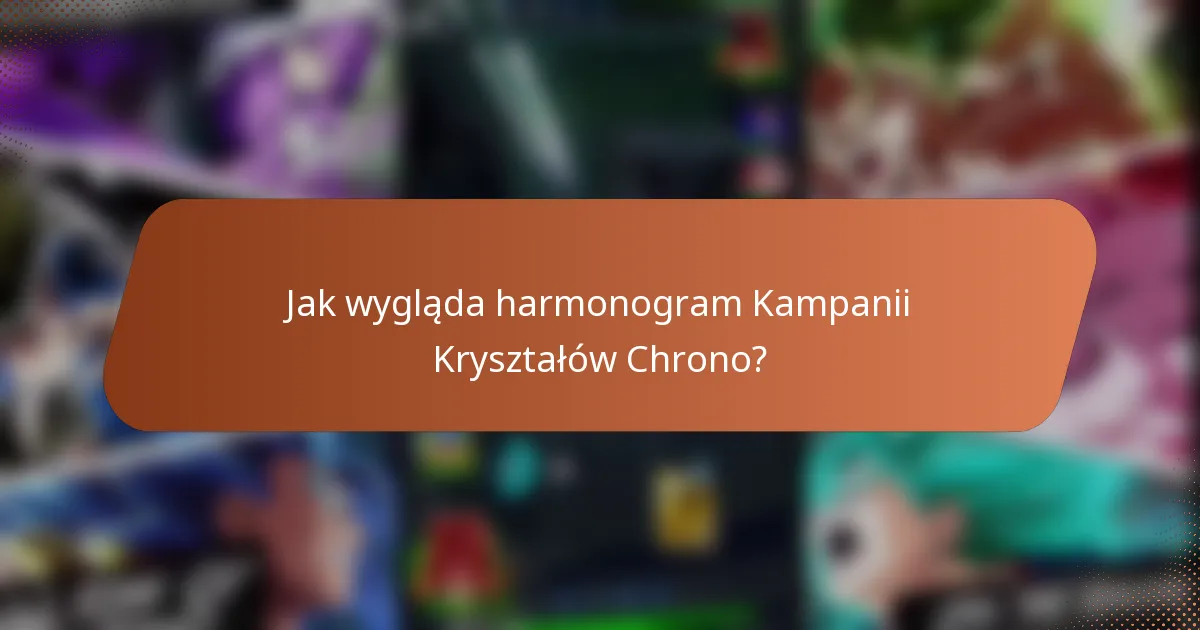 Jak wygląda harmonogram Kampanii Kryształów Chrono?